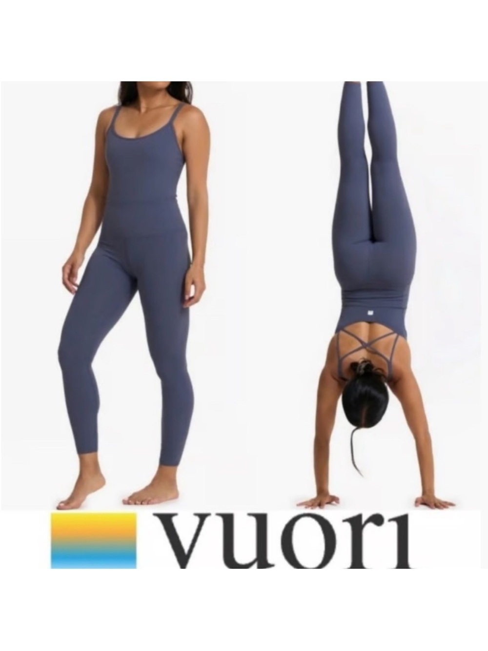 Vuori Strappy One-Piece Jumpsuit in Slate Blue